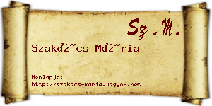 Szakács Mária névjegykártya