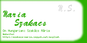 maria szakacs business card
