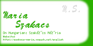 maria szakacs business card